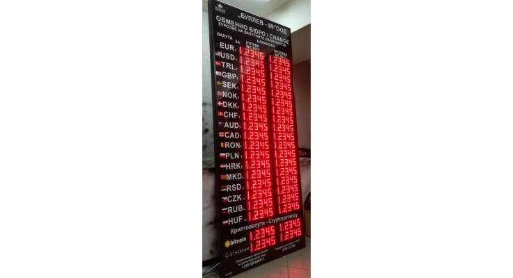 100x240 CM LED DÖVİZ FİYAT KUR PANOSU