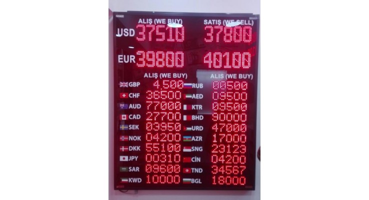 105x140 CM LED DÖVİZ FİYAT KUR PANOSU