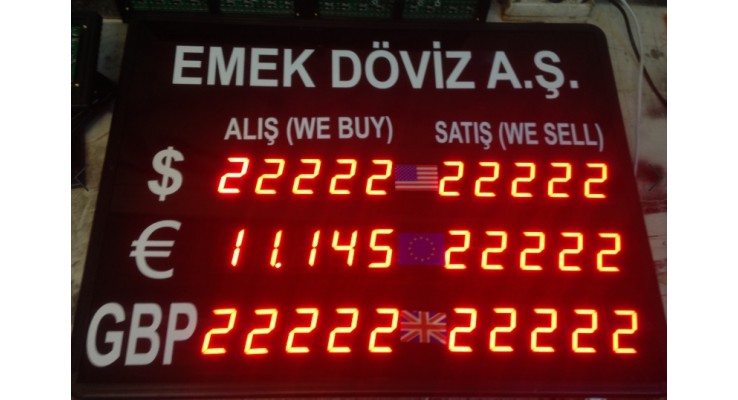 45x85 CM DÖVİZ KUR PANOSU 45x85 CM DÖVİZ KUR PANOSU