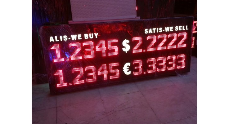 60x150 CM LED DÖVİZ FİYAT KUR PANOSU