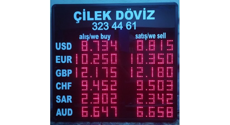 6x85x85 CM LED HAVUZ FİYAT KUR PANOSU 6x85x85 CM LED HAVUZ FİYAT KUR PANOSU