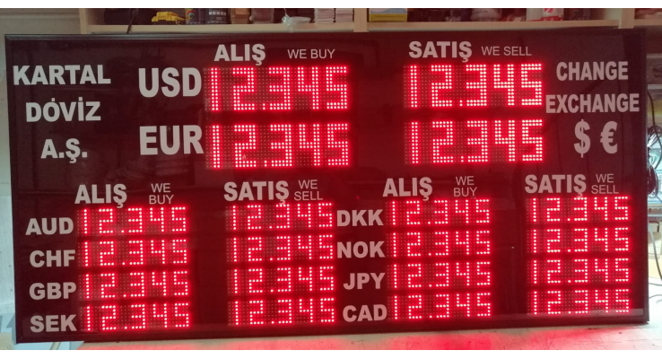 6X90X170 CM LED DÖVİZ KUYUMCU FİYAT KUR PANOSU