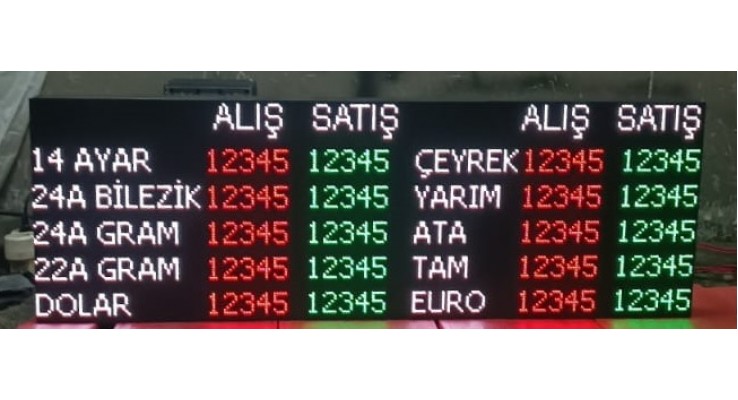 DÖVİZ KUYUMCU FİYAT KUR PANOSU 32X96 CM