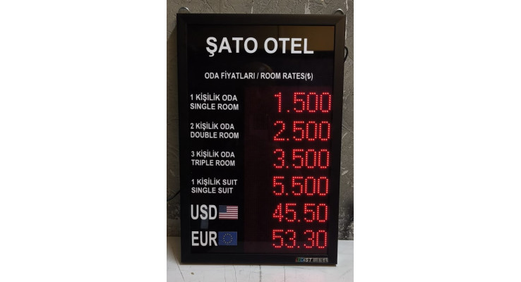 LED OTEL ODA FİYAT PANOSU 3X30X47 CM