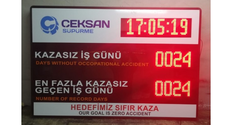 100x150 CM LED DİJİTAL KAZASIZ İŞ GÜNÜ PANOSU 100x150 CM LED DİJİTAL KAZASIZ İŞ GÜNÜ PANOSU
