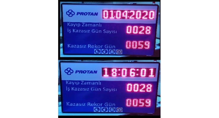 80x120 CM LED DİJİTAL İŞ KAZASIZ GÜN SAYISI PANOSU