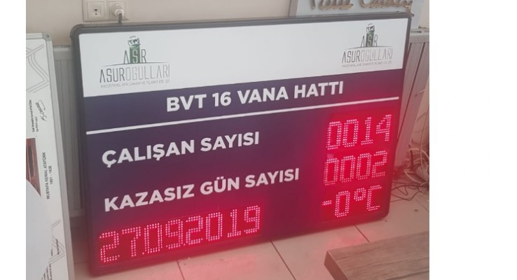 90x130 CM LED İŞ GÜVENLİK İSG KAZASIZ İŞ GÜNÜ PANOSU