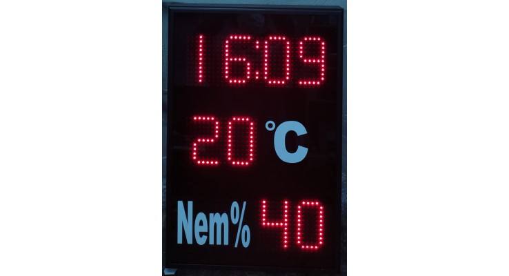 40x60 CM LED SAAT DERECE NEM GÖSTERGESİ